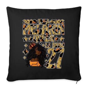 Cette reine de mélanine est maintenant noire de 27 ans - Housse de coussin décorative 45 x 45 cm - noir - Devant