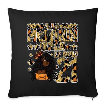 Cette reine de mélanine a maintenant 21 ans de noir - Housse de coussin décorative 45 x 45 cm - noir - Devant
