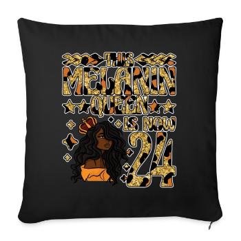 Cette reine de mélanine a maintenant 24 ans de noir - Housse de coussin décorative 45 x 45 cm - noir - Devant
