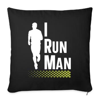 I Run Man | Vêtements de course | | de chemise de fitness - Housse de coussin décorative 45 x 45 cm - noir - Devant