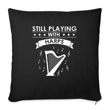 Conception de harpe pour harpiste et joueur de harpe - Housse de coussin décorative 45 x 45 cm - noir - Devant