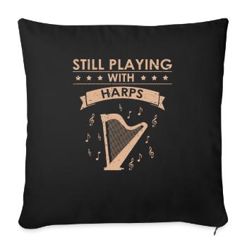 Conception de harpe pour harpiste et joueur de harpe - Housse de coussin décorative 45 x 45 cm - noir - Devant