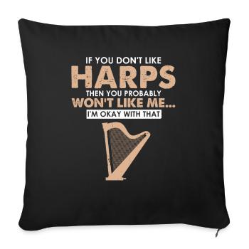 Conception de harpe pour harpiste et joueur de harpe - Housse de coussin décorative 45 x 45 cm - noir - Devant