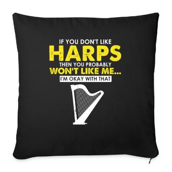 Conceptions de joueurs de harpe pour les conceptions de joueurs de harpe - Housse de coussin décorative 45 x 45 cm - noir - Devant