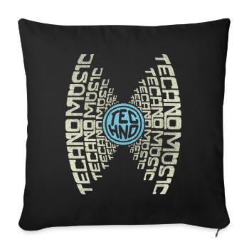 GIVE ME TECHNO MUSIC | Text Graphic Techno Shirt - Sofa pillowcase 17,3'' x 17,3'' (45 x 45 cm) - black - Front