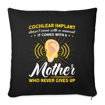 Aide auditive Langue des signes Personnes sourdes - Housse de coussin décorative 45 x 45 cm - noir - Devant