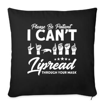 Hearing aid Sign language Deaf people - Sofa pillowcase 17,3'' x 17,3'' (45 x 45 cm) - black - Front