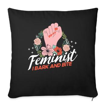 Féministe J’aboie et mords Féministe - Housse de coussin décorative 45 x 45 cm - noir - Devant