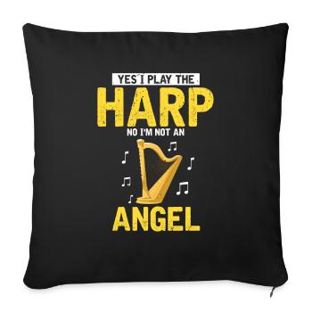 Conception de harpe pour harpiste et joueur de harpe - Housse de coussin décorative 45 x 45 cm - noir - Devant
