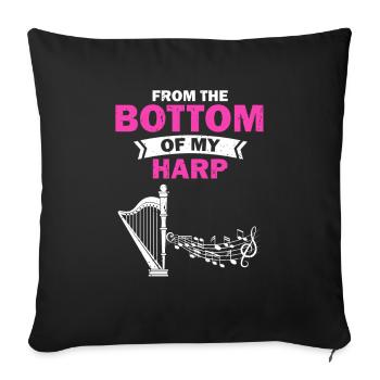 Conception de harpe pour harpistes et harpistes - Housse de coussin décorative 45 x 45 cm - noir - Devant