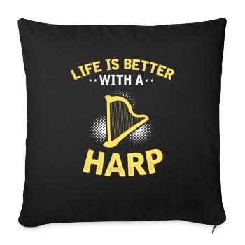 Conceptions de joueurs de harpe pour les conceptions de joueurs de harpe - Housse de coussin décorative 45 x 45 cm - noir - Devant