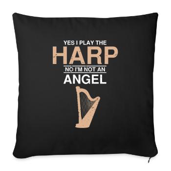 Conception de harpe pour harpiste et joueur de harpe - Housse de coussin décorative 45 x 45 cm - noir - Devant