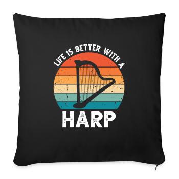 Harp design for harpist and harp player - Sofa pillowcase 17,3'' x 17,3'' (45 x 45 cm) - black - Front