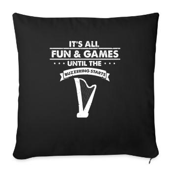 Conception de harpe pour harpistes et harpistes - Housse de coussin décorative 45 x 45 cm - noir - Devant