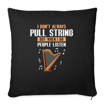 Conception de harpe pour harpiste et joueur de harpe - Housse de coussin décorative 45 x 45 cm - noir - Devant