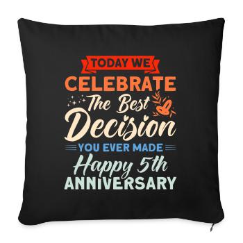 5. Wedding Anniversary Couple Design 5 Years Marriage - Sofa pillowcase 17,3'' x 17,3'' (45 x 45 cm) - black - Front