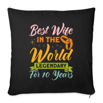 10th Wedding Anniversary Couple Design 10 Years of Marriage - Sofa pillowcase 17,3'' x 17,3'' (45 x 45 cm) - black - Front