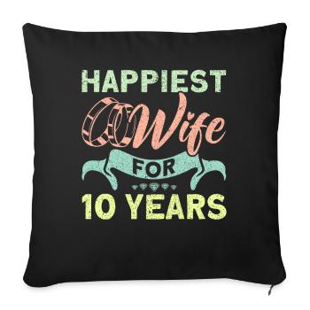 10th Wedding Anniversary Couple Design 10 Years of Marriage - Sofa pillowcase 17,3'' x 17,3'' (45 x 45 cm) - black - Front
