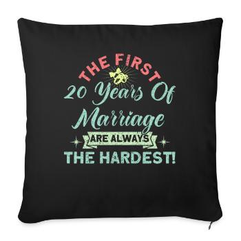 20th Wedding Anniversary Couple Design 20 Years of Marriage - Sofa pillowcase 17,3'' x 17,3'' (45 x 45 cm) - black - Front