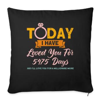 15th Wedding Anniversary Couple Design 15 Years of Marriage - Sofa pillowcase 17,3'' x 17,3'' (45 x 45 cm) - black - Front