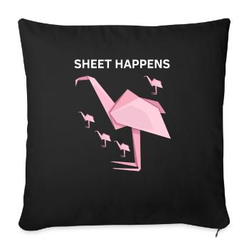 Japanese origami design and kirigami origami - Sofa pillowcase 17,3'' x 17,3'' (45 x 45 cm) - black - Front