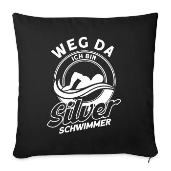 Silber Schwimmer Prüfung Silber Schwimmabzeichen - Sofakissenbezug 45 x 45 cm - Schwarz - Vorne