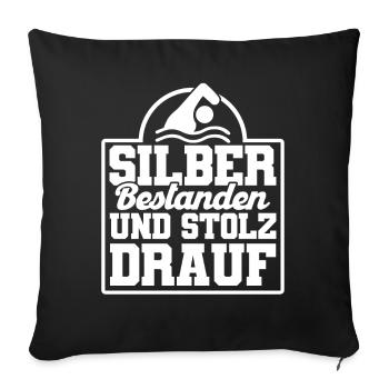 Silber Schwimmer Prüfung Silber Schwimmabzeichen - Sofakissenbezug 45 x 45 cm - Schwarz - Vorne