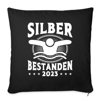 Silber Schwimmer Prüfung Silber Schwimmabzeichen - Sofakissenbezug 45 x 45 cm - Schwarz - Vorne