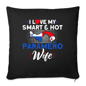 Hot Panameno Woman Panama Souvenir - Sofa pillowcase 17,3'' x 17,3'' (45 x 45 cm) - black - Front