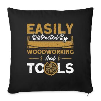 Woodworking and tools Carpenter - Sofa pillowcase 17,3'' x 17,3'' (45 x 45 cm) - black - Front