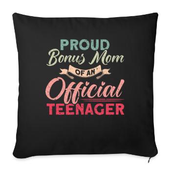 Mère bonus d’une famille d’adolescents officielle - Housse de coussin décorative 45 x 45 cm - noir - Devant