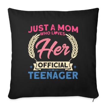 Maman aime son adolescent officiel - Housse de coussin décorative 45 x 45 cm - noir - Devant