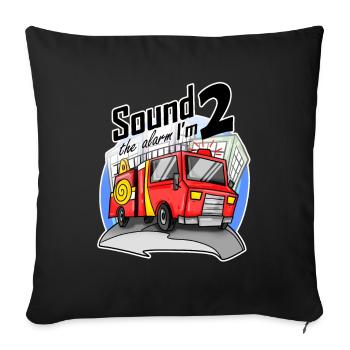 2 ans Jeune camion de pompiers voiture - Housse de coussin décorative 45 x 45 cm - noir - Devant