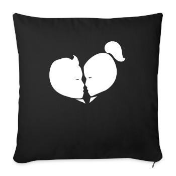 Coeur Amour Connexion Romantique - Housse de coussin décorative 45 x 45 cm - noir - Devant