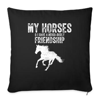 Vaulting Acrobatics Design and Equestrian Horse - Sofa pillowcase 17,3'' x 17,3'' (45 x 45 cm) - black - Front