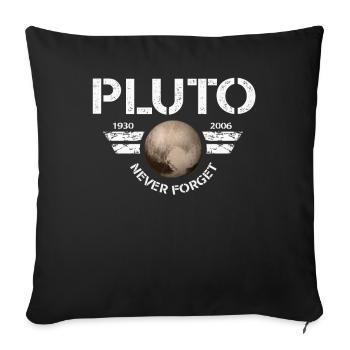 Never Forget Pluto Design Retro Style Funny Space - Sofakissenbezug 45 x 45 cm - Schwarz - Vorne