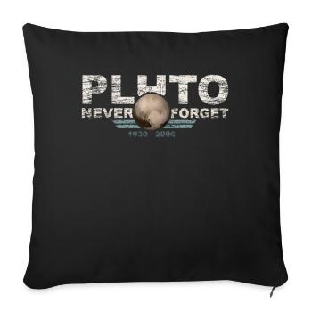 Never Forget Pluto Design Retro Style Funny Space - Sofa pillowcase 17,3'' x 17,3'' (45 x 45 cm) - black - Front