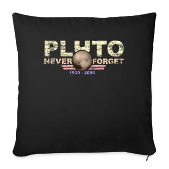Never Forget Pluto Design Retro Style Funny Space - Sofa pillowcase 17,3'' x 17,3'' (45 x 45 cm) - black - Front