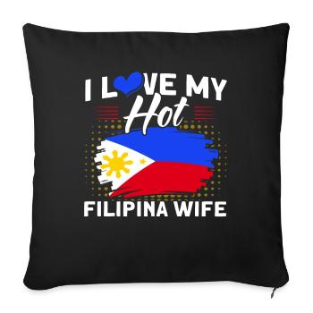 Philippines Drapeau philippin - Housse de coussin décorative 45 x 45 cm - noir - Devant