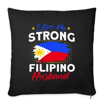 Philippines Drapeau philippin - Housse de coussin décorative 45 x 45 cm - noir - Devant