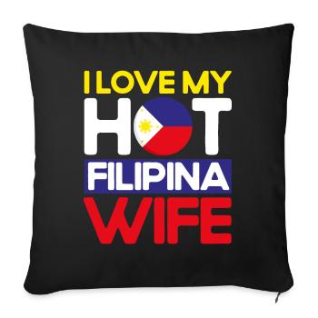 Philippines Drapeau philippin - Housse de coussin décorative 45 x 45 cm - noir - Devant