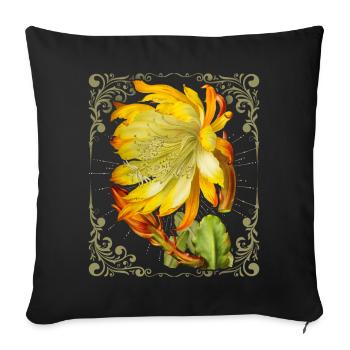 Cactus blossom, vintage botanical illustration - Sofa pillowcase 17,3'' x 17,3'' (45 x 45 cm) - black - Front