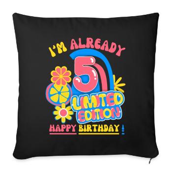 Anniversaire enfant-enfants 5 ans, fête d’anniversaire des enfants - Housse de coussin décorative 45 x 45 cm - noir - Devant