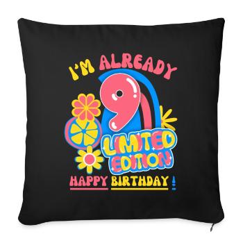 Anniversaire enfant-enfants 9 ans, anniversaire des enfants - Housse de coussin décorative 45 x 45 cm - noir - Devant
