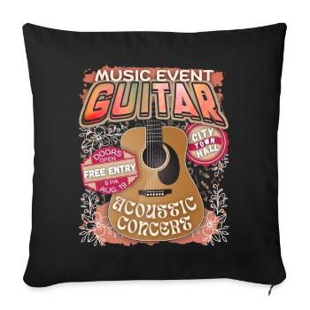 Acoustic Guitar, Guitar Player Concert Poster - Sofa pillowcase 17,3'' x 17,3'' (45 x 45 cm) - black - Front