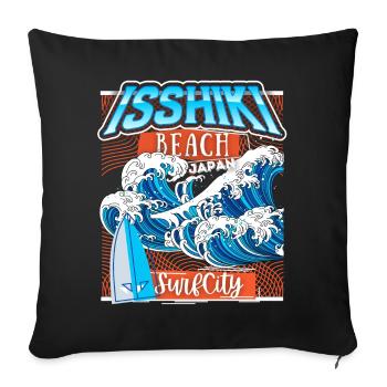 Japan, Isshiki Beach, Surfing Hokusai Wave - Sofa pillowcase 17,3'' x 17,3'' (45 x 45 cm) - black - Front