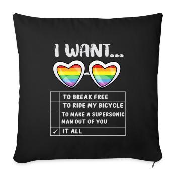I Want To Break Free Ride My Bicycle - Sofakissenbezug 45 x 45 cm - Schwarz - Vorne