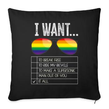 I Want To Break Free Ride My Bicycle - Sofakissenbezug 45 x 45 cm - Schwarz - Vorne