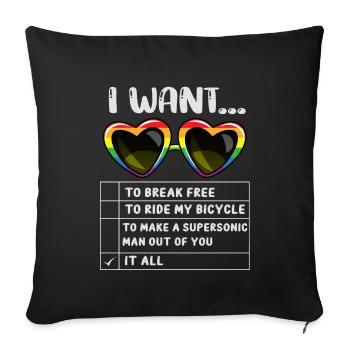 I Want To Break Free Ride My Bicycle - Sofakissenbezug 45 x 45 cm - Schwarz - Vorne