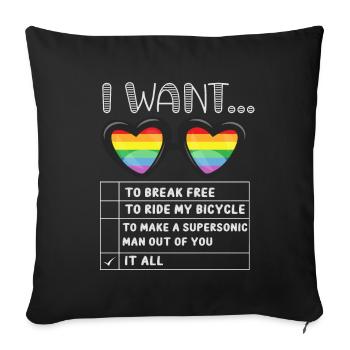 I Want To Break Free Ride My Bicycle - Sofakissenbezug 45 x 45 cm - Schwarz - Vorne